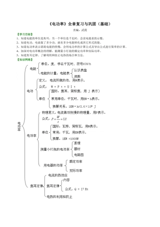 《电功率》全章复习与巩固（基础） 知识讲解-沪科版初中物理.docx