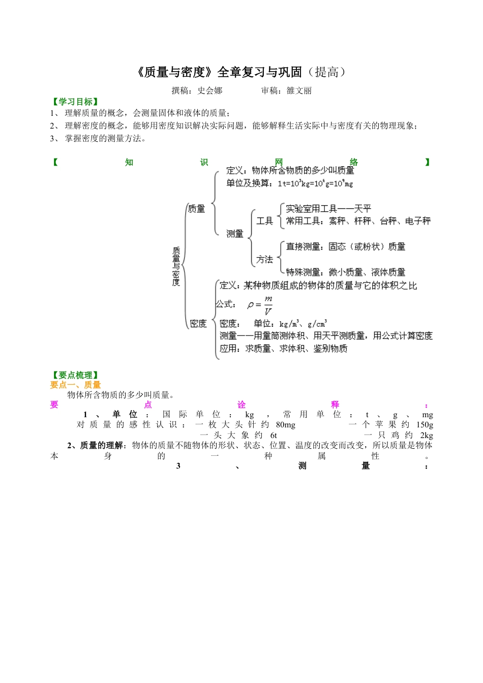 《质量与密度》全章复习与巩固（提高）知识讲解-沪科版初中物理.docx_第1页