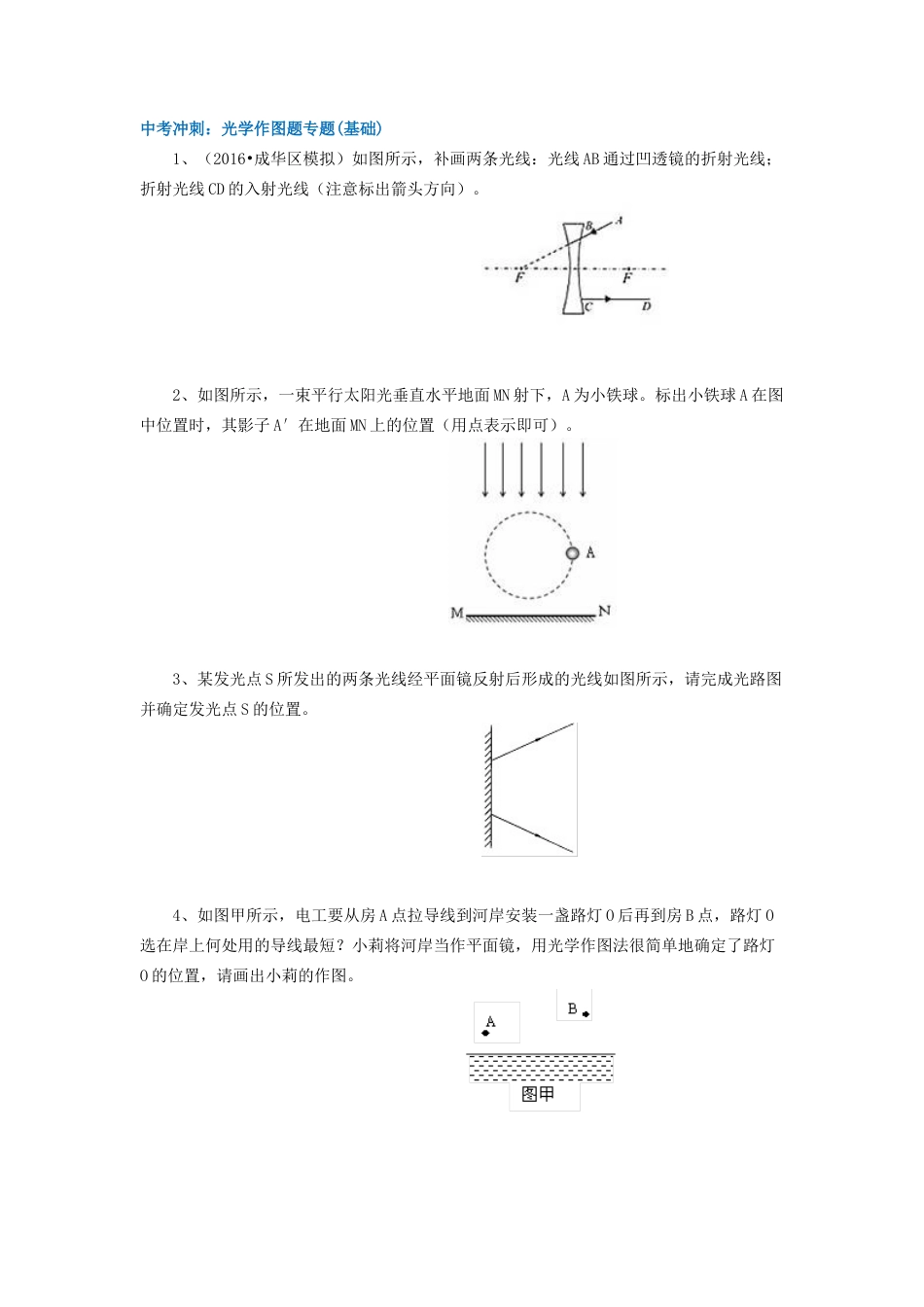 62中考冲刺：光学作图题专题(基础)-沪科版初中物理.docx_第1页