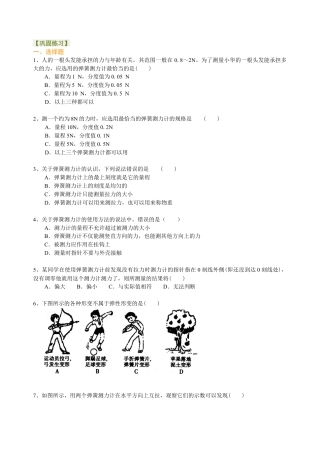 弹力与弹簧测力计 巩固练习-沪科版初中物理.docx