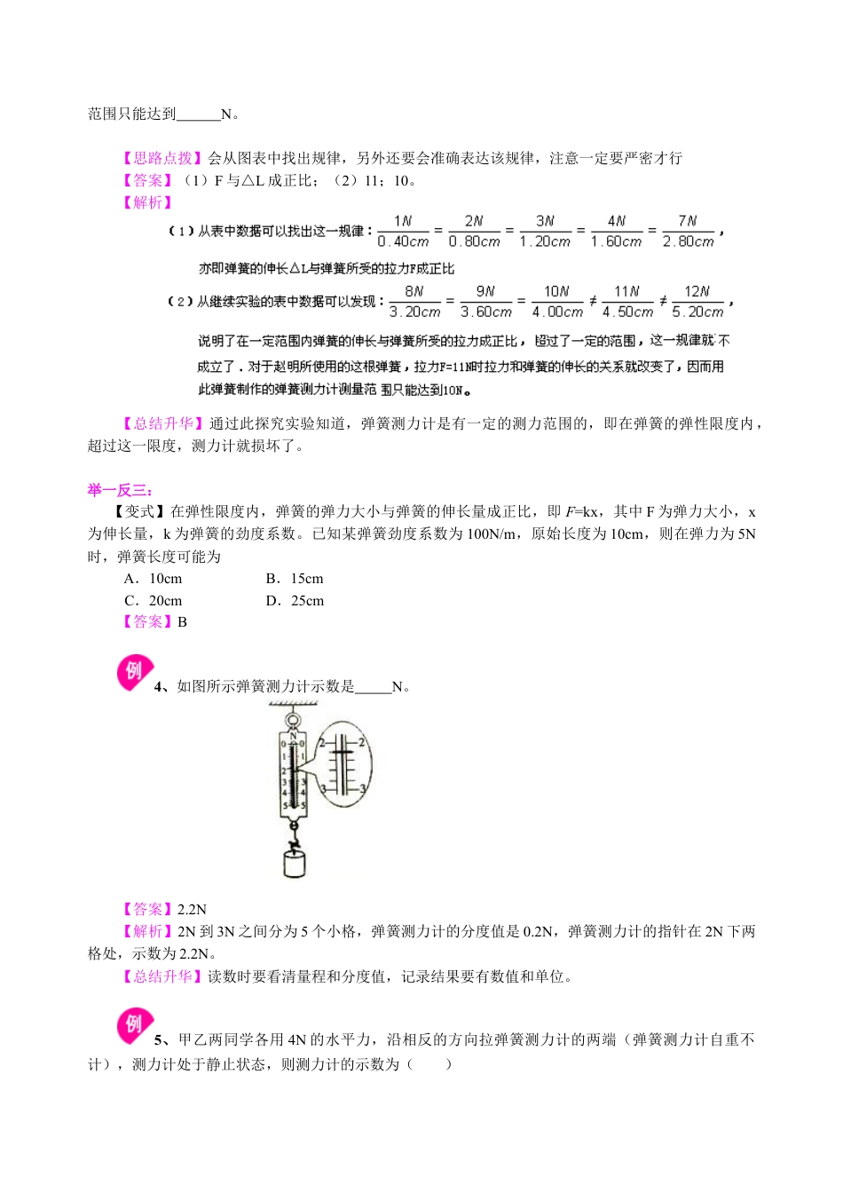 弹力与弹簧测力计 知识讲解-沪科版初中物理.docx_第3页