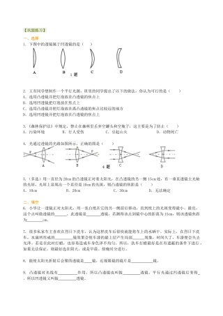 透镜 巩固练习-沪科版初中物理.docx