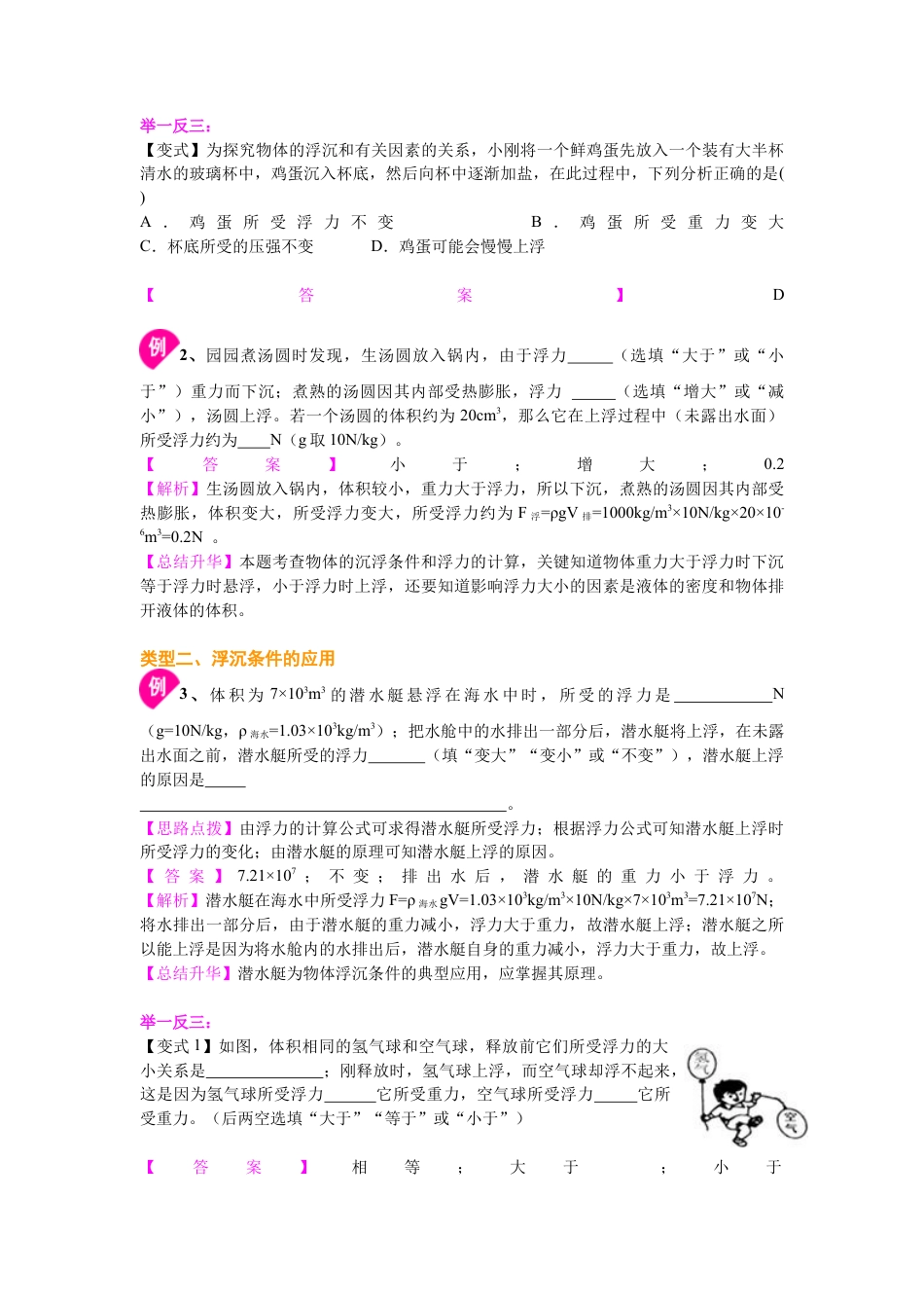 物体的浮沉条件及应用（基础）知识讲解-沪科版初中物理.docx_第3页