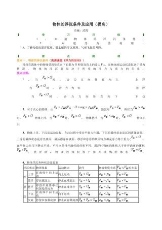 物体的浮沉条件及应用（提高）知识讲解-沪科版初中物理.docx
