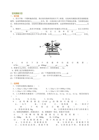 质量 巩固练习-沪科版初中物理.docx