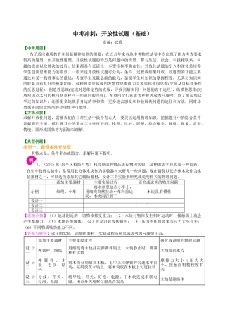 中考冲刺：开放性试题（基础）知识讲解-沪科版初中物理.docx