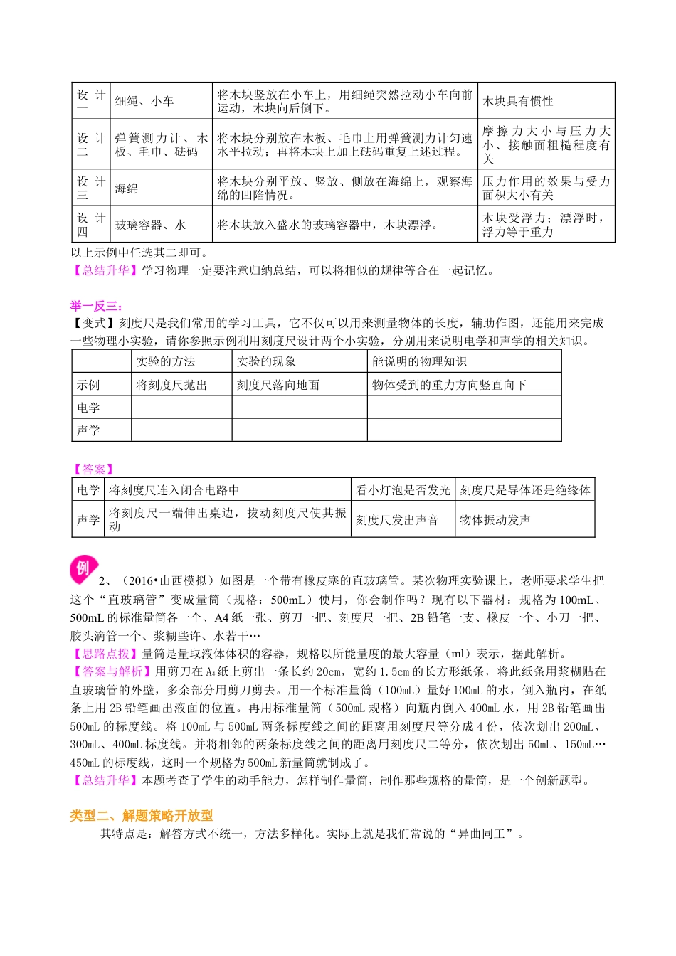 中考冲刺：开放性试题（提高）知识讲解-沪科版初中物理.docx_第2页