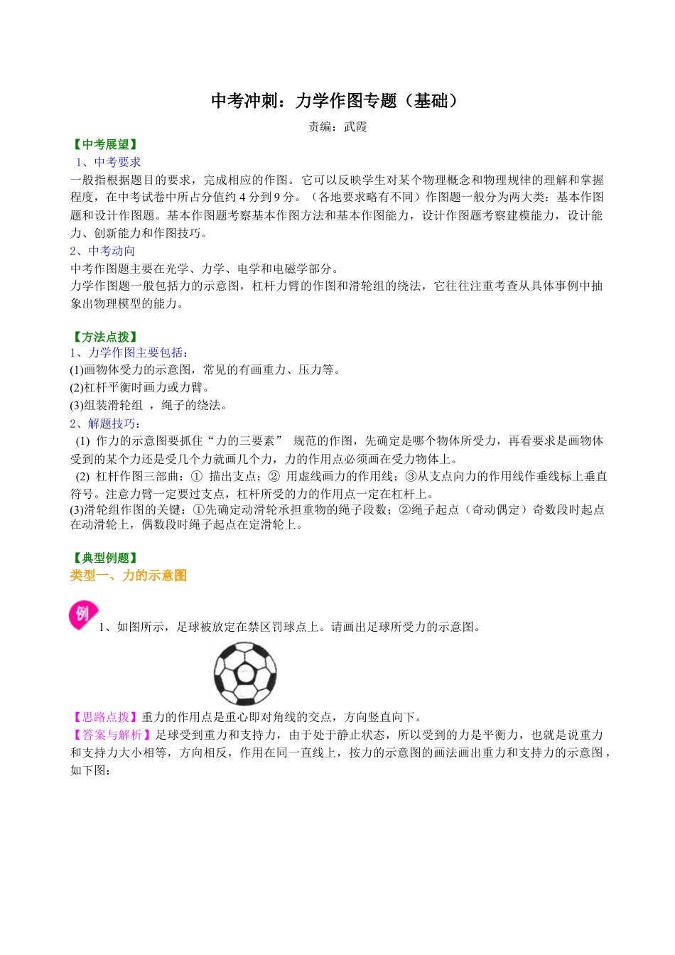 中考冲刺：力学作图专题（基础）知识讲解-沪科版初中物理.docx_第1页