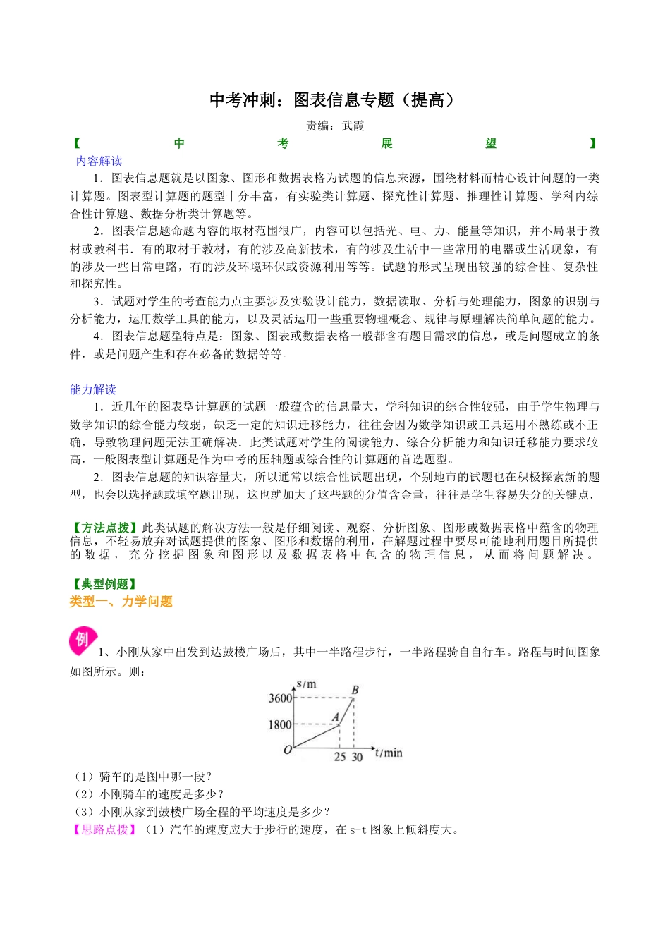 中考冲刺：图表信息专题（提高）知识讲解-沪科版初中物理.docx_第1页