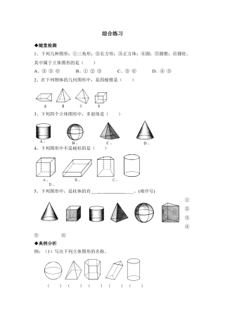 《丰富的图形世界》综合练习(1)-苏科版数学七年级上.doc