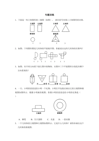 《主视图、左视图、俯视图》专题训练(1)-苏科版数学七年级上.doc