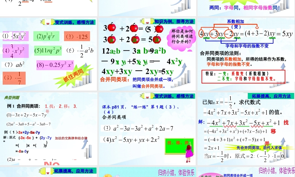 14 《合并同类项（1）》教学课件-苏科版数学七年级上.ppt