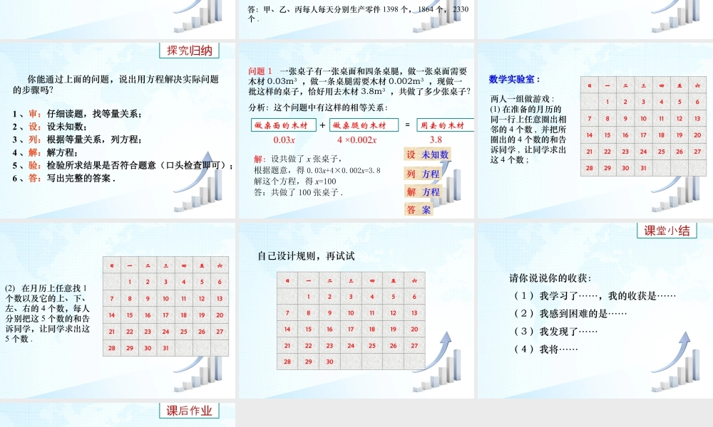 19 《用一元一次方程解决问题（1）》教学课件-苏科版数学七年级上.ppt