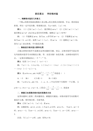 抓住要点学好绝对值(1)-苏科版数学七年级上.doc
