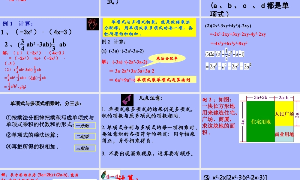 《单项式乘多项式》参考课件-苏科版数学七年级下册.ppt