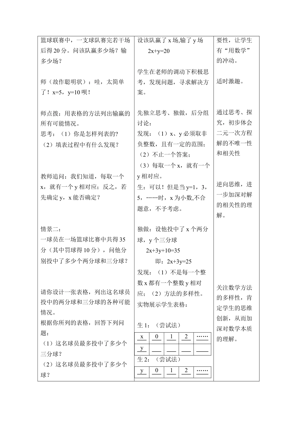《二元一次方程》参考教案1(1)-苏科版数学七年级下册.doc_第2页