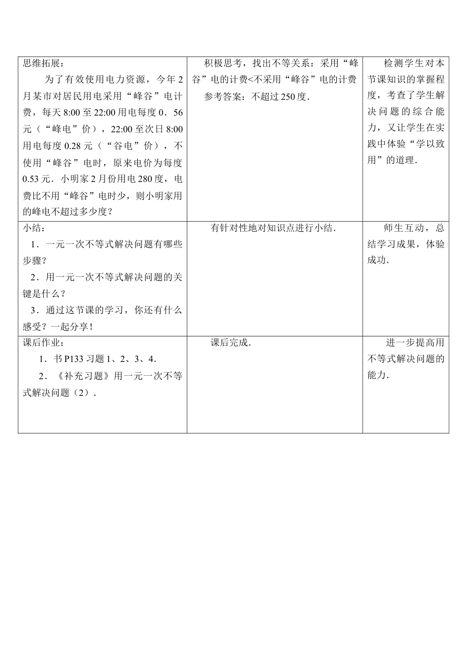 《用一元一次不等式解决问题（2）》教学设计(1)-苏科版数学七年级下册.doc_第3页