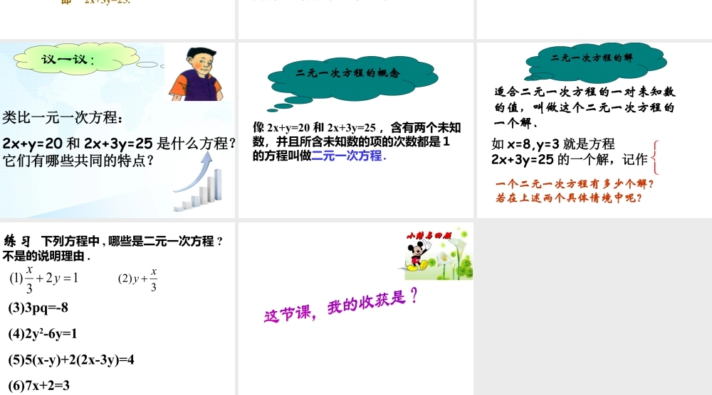 14 《二元一次方程》教学课件1-苏科版数学七年级下册.ppt
