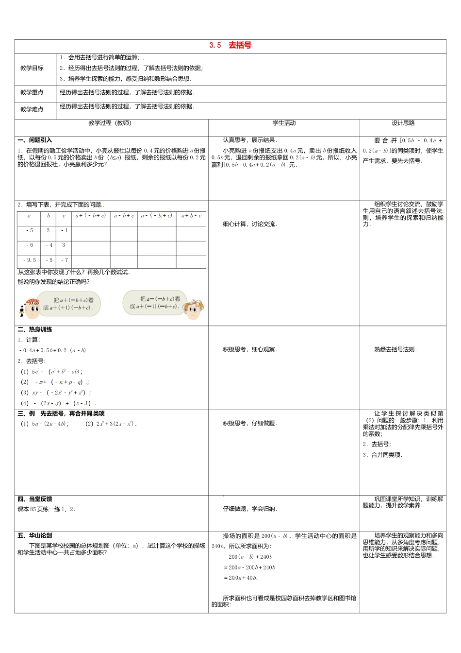 苏科初中数学七上《3.5 去括号》word教案 (1)-苏科版数学七年级上.doc_第1页