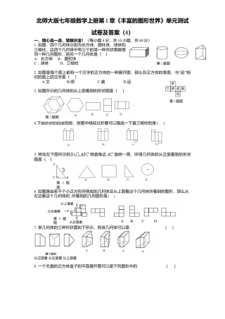 北师大版七年级数学上册第1章《丰富图形世界》单元测试试卷及答案4.doc