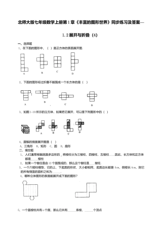 北师大版七年级数学上册第1章《丰富图形世界》同步练习及答案—1.2展开与折叠4.doc