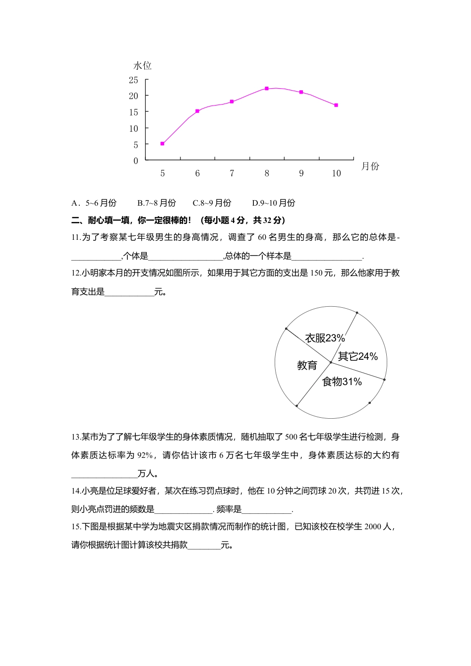 北师大版七年级数学上册第6章《数据收集与整理》单元测试试卷及答案7.doc_第3页