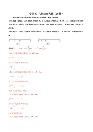 专练09 几何综合大题（20题）-七年级数学上学期期末考点必杀200题（北师大版）（解析版）.docx