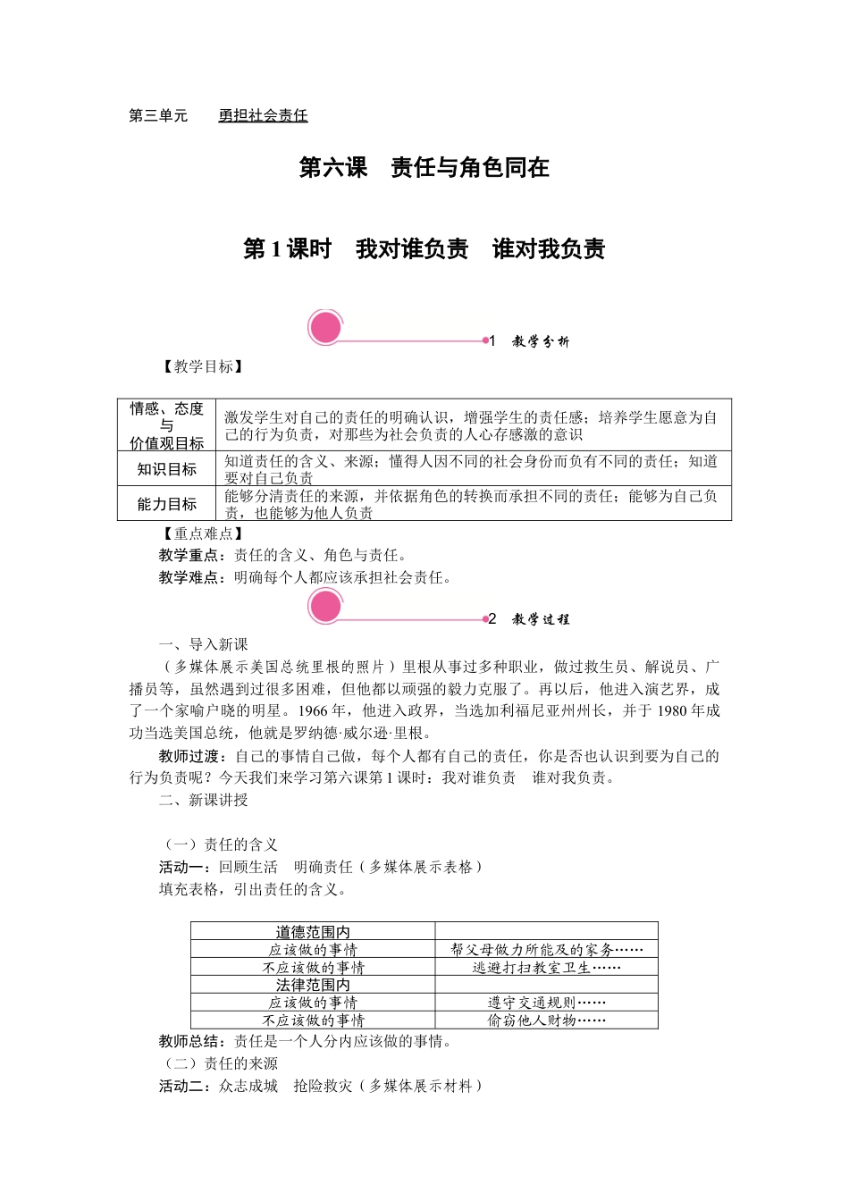 【教案】部编版八年级上册 6.1 我对谁负责　谁对我负责.docx_第1页
