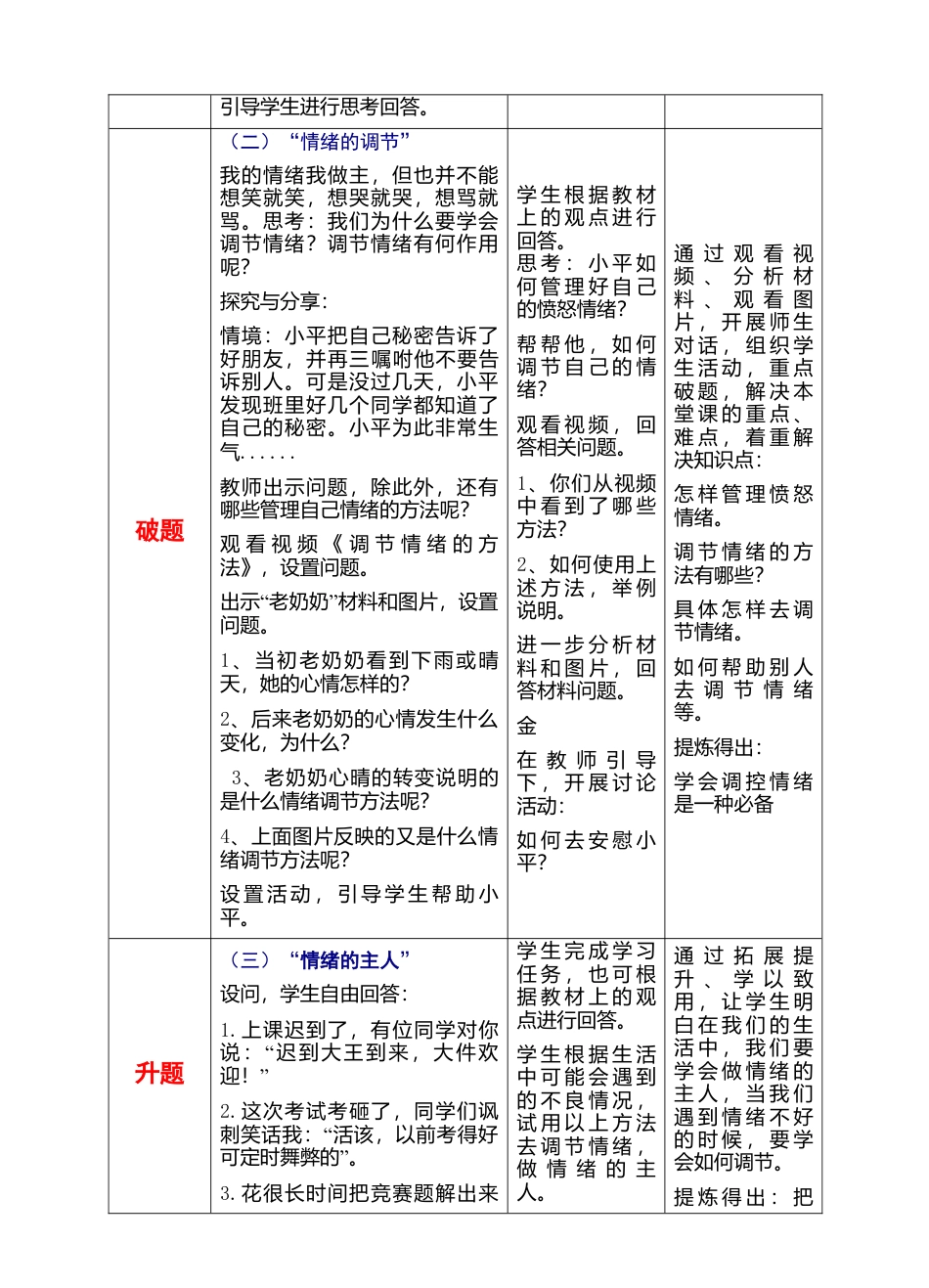部编版初中道德与法治七年级下册 2-4-2 情绪的管理 教案.docx_第2页