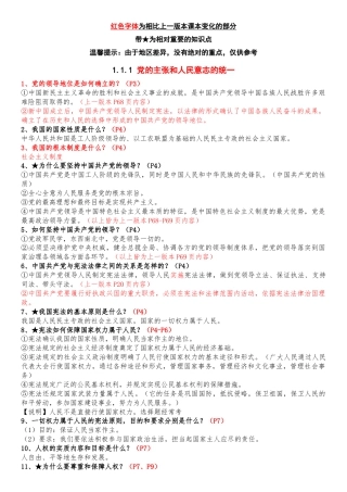 人教版八下道德与法治全册知识点.doc