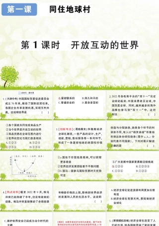 【习题课件】道德与法治九年级下-第1课时 开放互动的世界.pptx