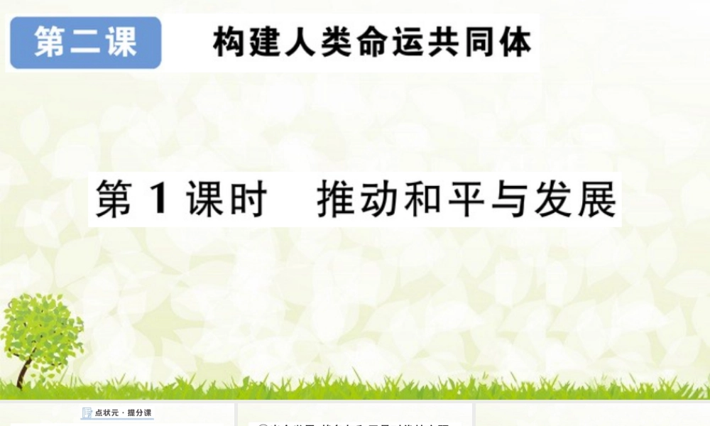 【习题课件】道德与法治九年级下-第1课时 推动和平与发展.pptx