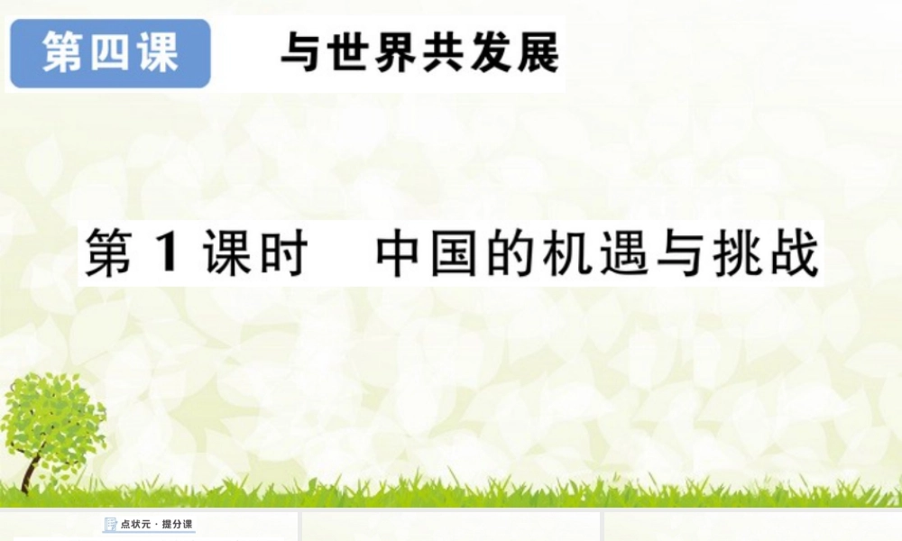 【习题课件】道德与法治九年级下-第1课时 中国的机遇与挑战.pptx