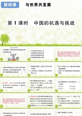 【习题课件】道德与法治九年级下-第1课时 中国的机遇与挑战.pptx