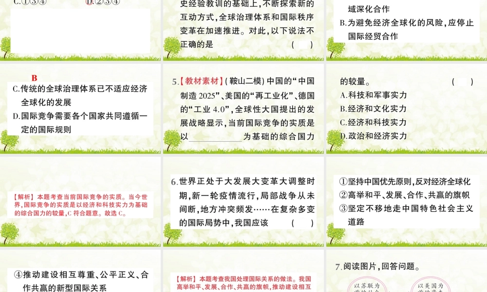 【习题课件】道德与法治九年级下-第2课时 复杂多变的关系.pptx