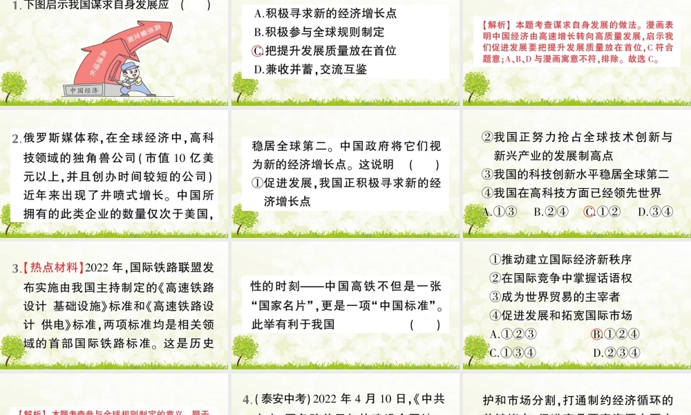 【习题课件】道德与法治九年级下-第2课时 携手促发展.pptx