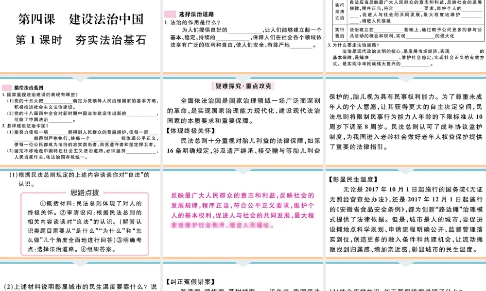 【习题课件】九年级上册道德与法治-第1课时 夯实法治基石.ppt