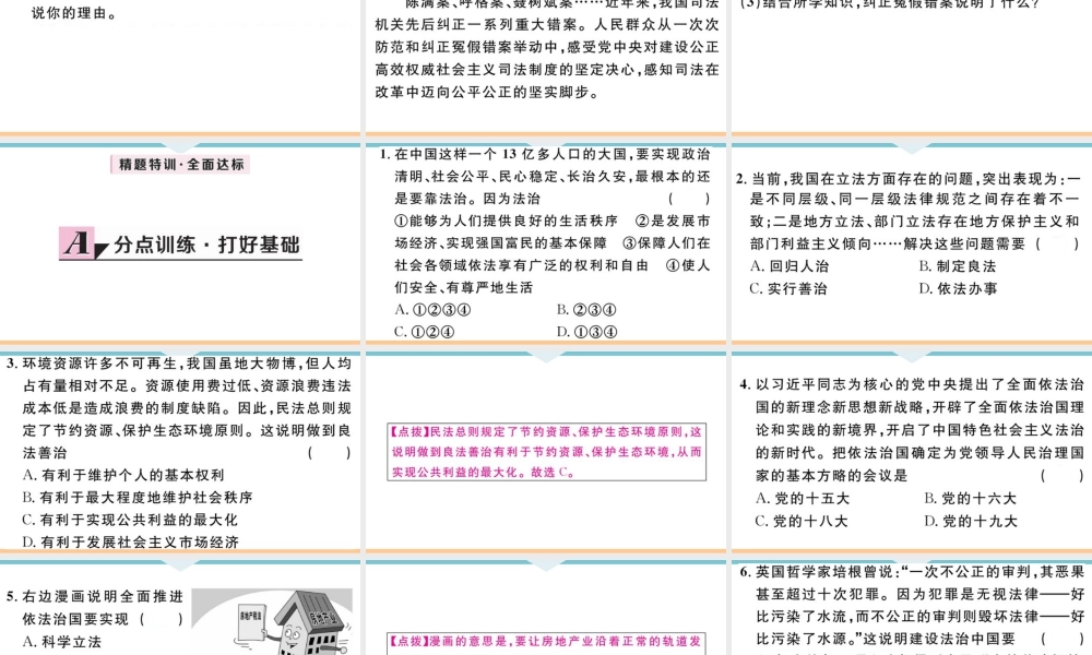 【习题课件】九年级上册道德与法治-第1课时 夯实法治基石.ppt