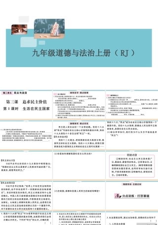 【习题课件】九年级上册道德与法治-第1课时 生活在民主国家.ppt