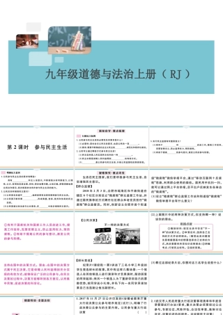 【习题课件】九年级上册道德与法治-第2课时 参与民主生活.ppt