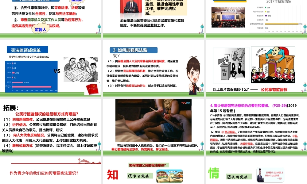 八年级下册道德与法治课件-2.2加强宪法监督.ppt