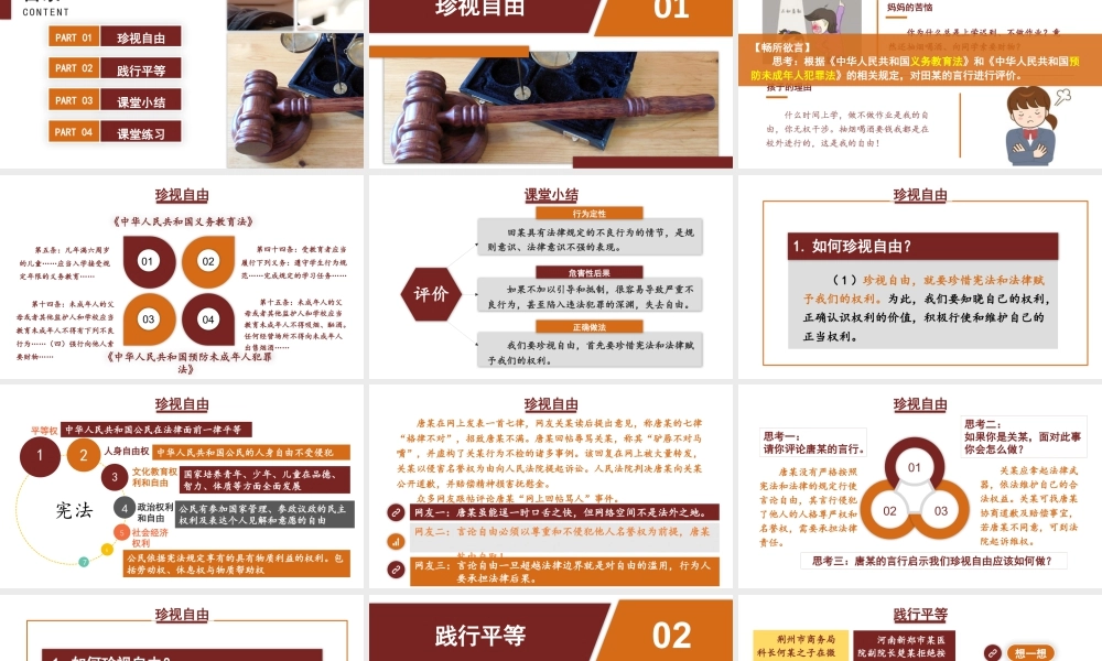 八年级下册道德与法治课件-4.7.2 自由平等的追求.pptx