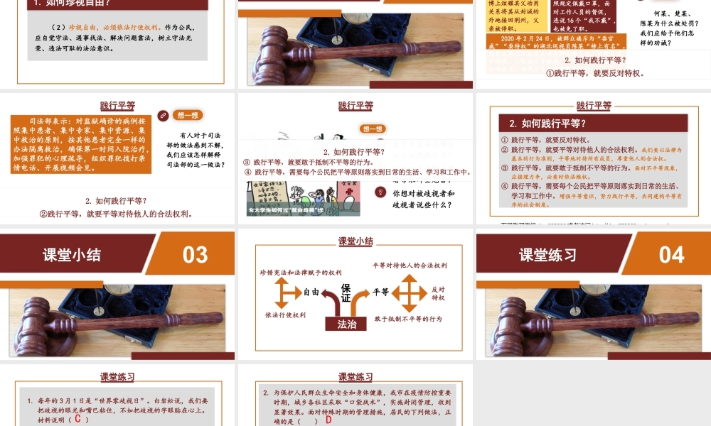 八年级下册道德与法治课件-4.7.2 自由平等的追求.pptx