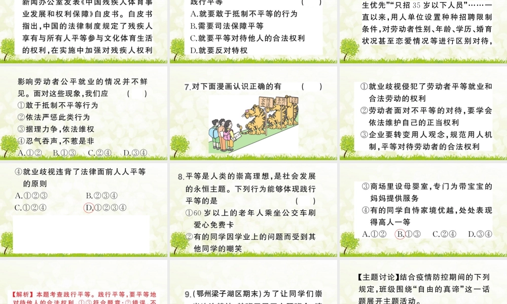 八年级下册道德与法治课件-第2课时 自由平等的追求.pptx