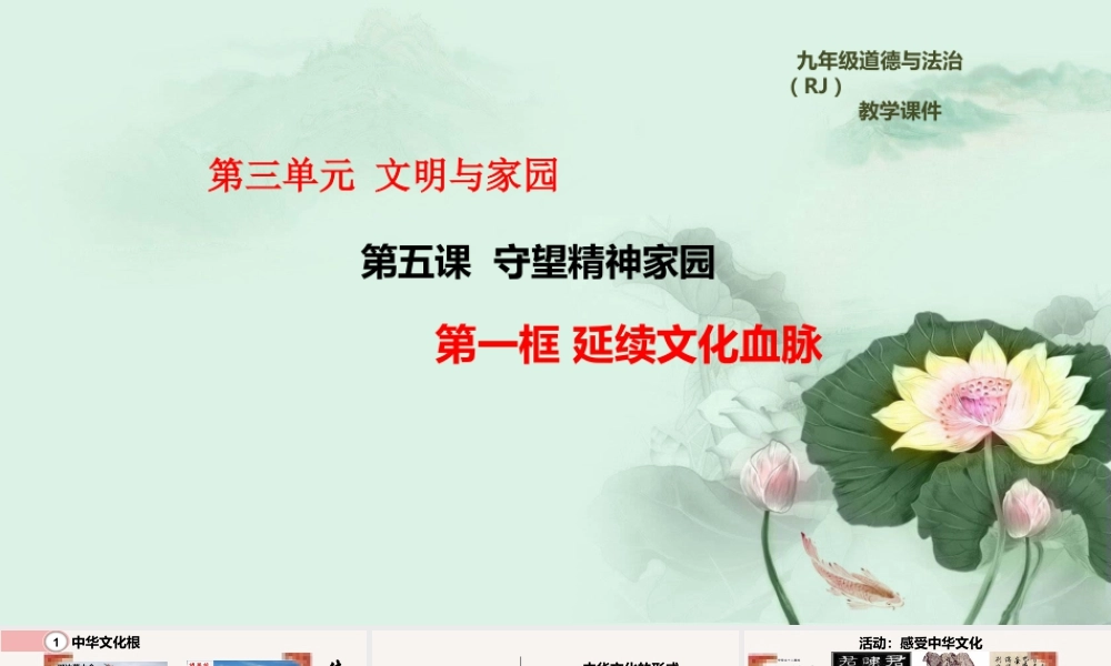 初中道德与法治九年级上册课件-5.1延续文化血脉.ppt