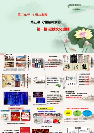 初中道德与法治九年级上册课件-5.1延续文化血脉.ppt