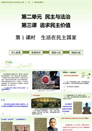 初中道德与法治九年级上册课件-第1课时 生活在民主国家.ppt