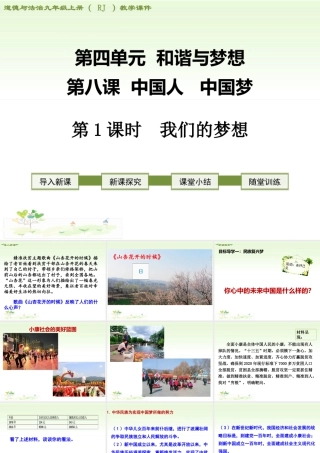 初中道德与法治九年级上册课件-第1课时 我们的梦想.ppt