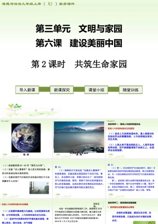 初中道德与法治九年级上册课件-第2课时 共筑生命家园.ppt