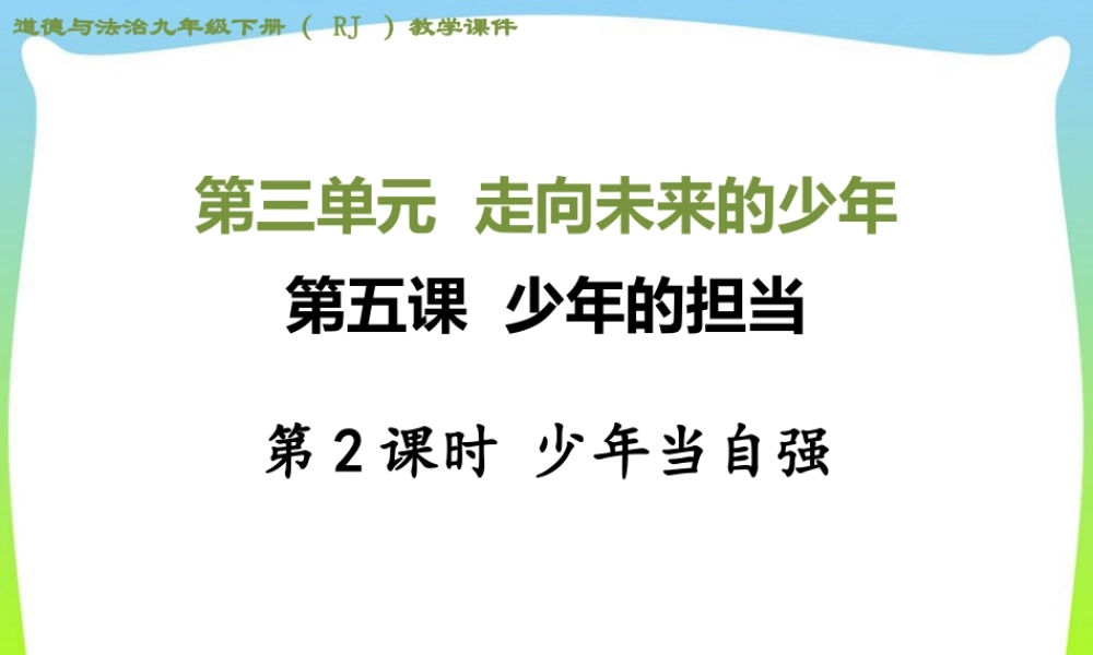 初中道法九年级下课件-第2课时 少年当自强.ppt